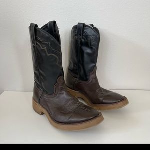 Laredo Black + Brown Leather Cowboy Boots
